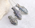Czech Glass Pacific Blue w/ Rembrandt Finish Trout Fish Bead 24x10mm