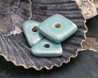 Mykonos Ceramic Iridescent Turquoise Organic Washer 3-4x13-15mm