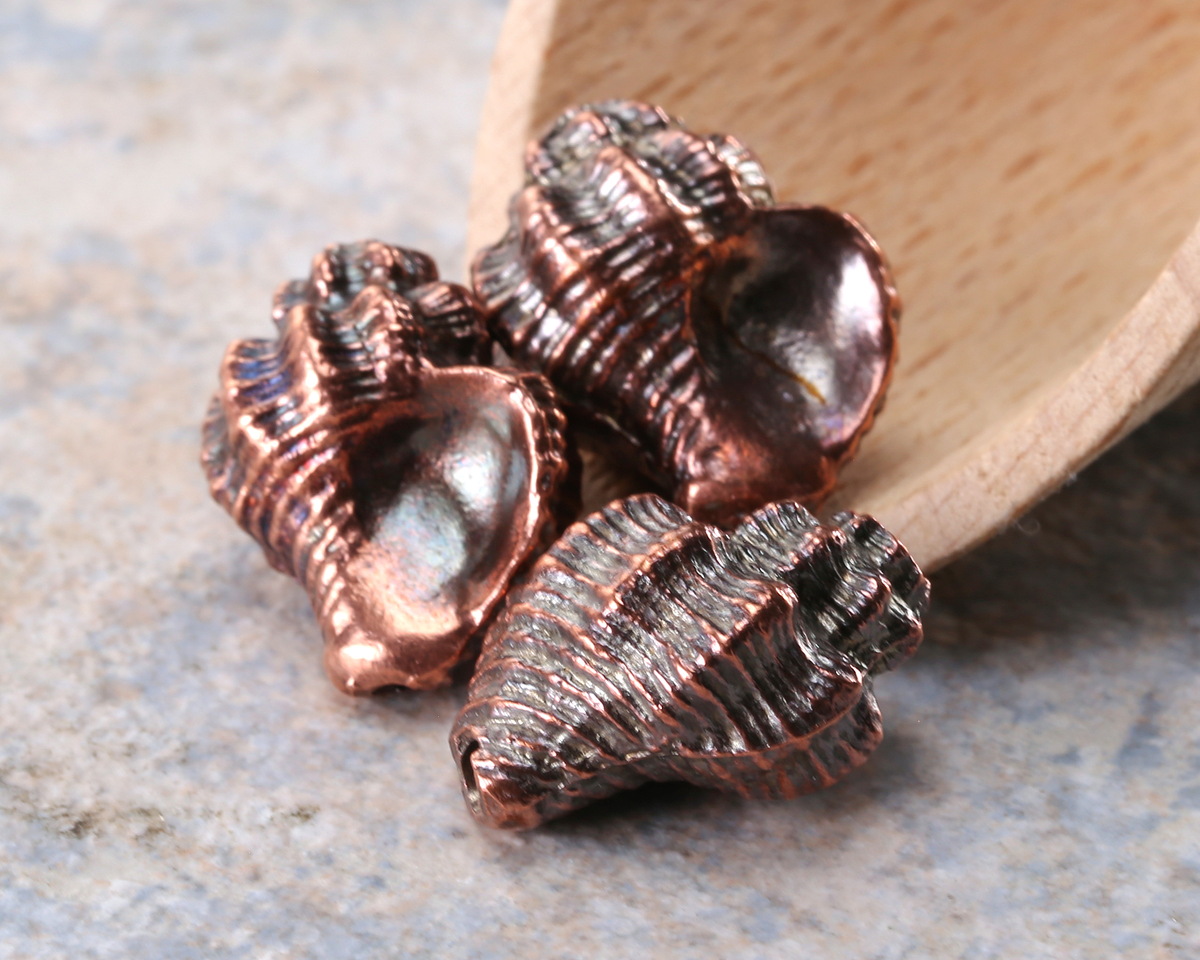 Mykonos Antique Copper (plated) Murex Shell Focal Bead 16x19mm