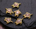 Peach Moonstone w/ Gold Finish Sea Turtle Focal 15x19mm