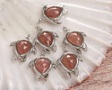Strawberry Quartz w/ Silver Finish Sea Turtle Focal 15x19mm