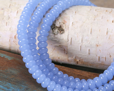 Sapphire Blue Opal Glass Rondelle 5x8mm