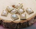 Sunset Blue Moonstone w/ Gold Finish Faceted Rectangle Focal 10x15mm