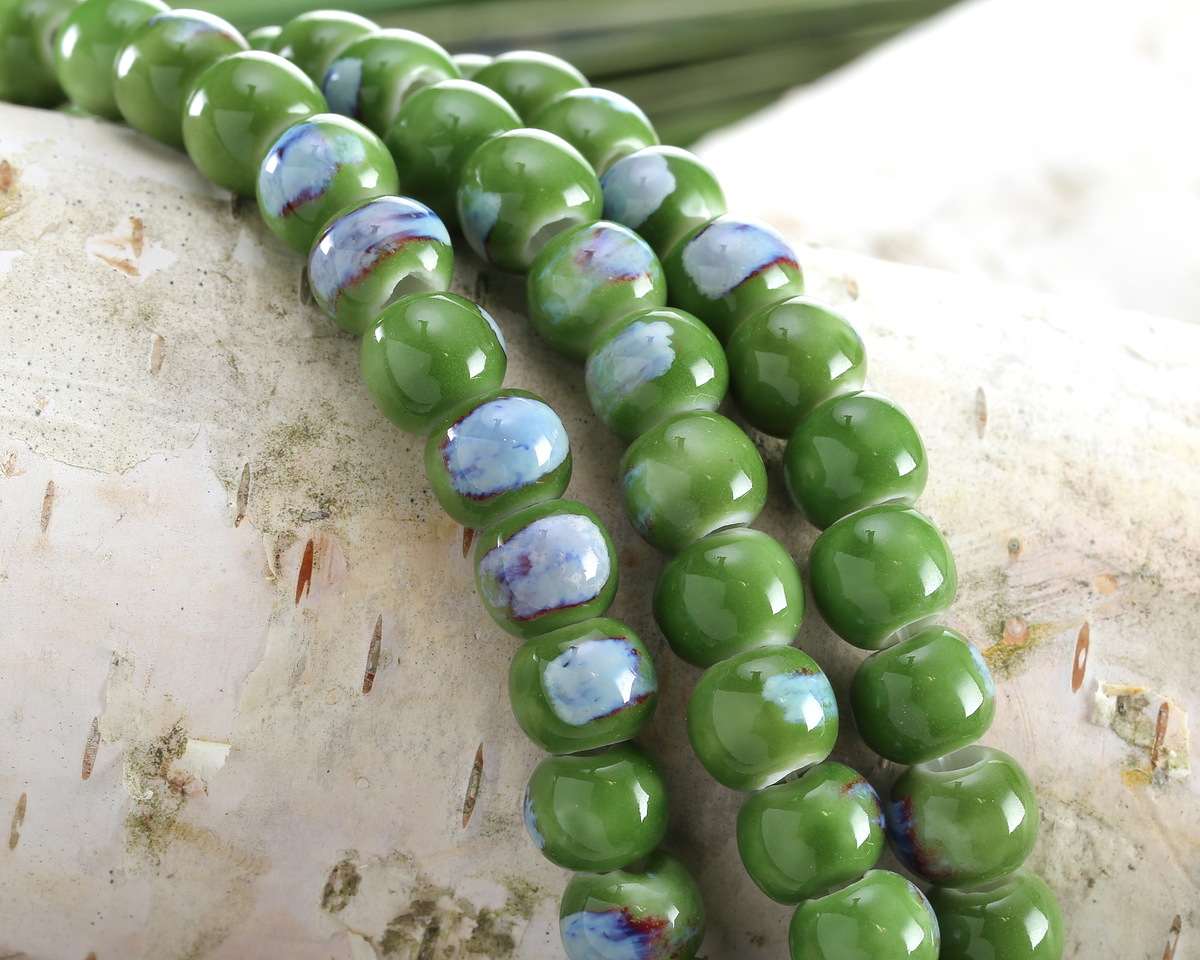 Grasshopper Porcelain Tumbled Rondelle 7x10mm