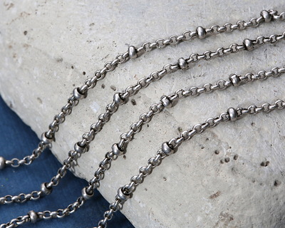Antique Silver (plated) Rollo Satellite Chain 25' spool