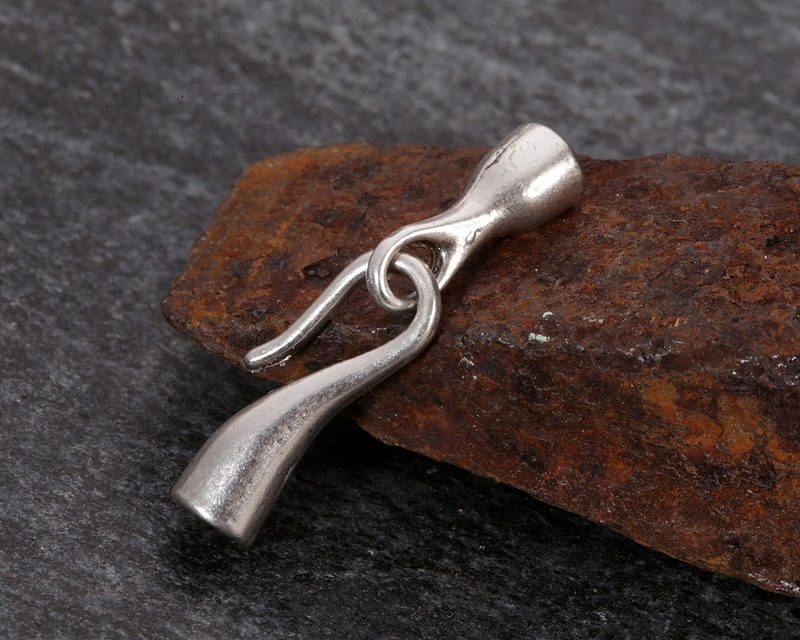 Antique Silver (plated) Simple Hook & Eye Glue In 3mm Cord End