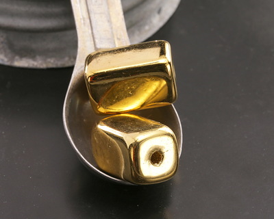 Mykonos Metalized Ceramic Gold Rectangle Tube 23x13mm