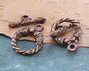 Mykonos Antique Copper (plated) Ornate Roped Toggle Clasp 28x21mm, 25mm Bar