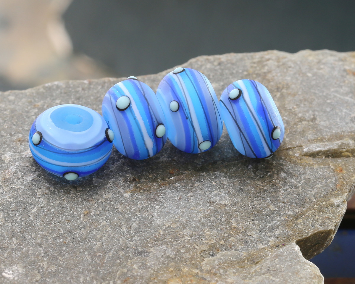 Grace Lampwork Matte Arctic Blast Rondelle 9x13mm