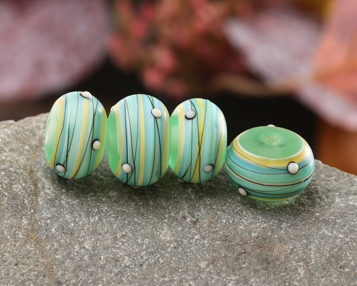 Grace Lampwork Matte Fern Leaf Rondelle 10x16mm