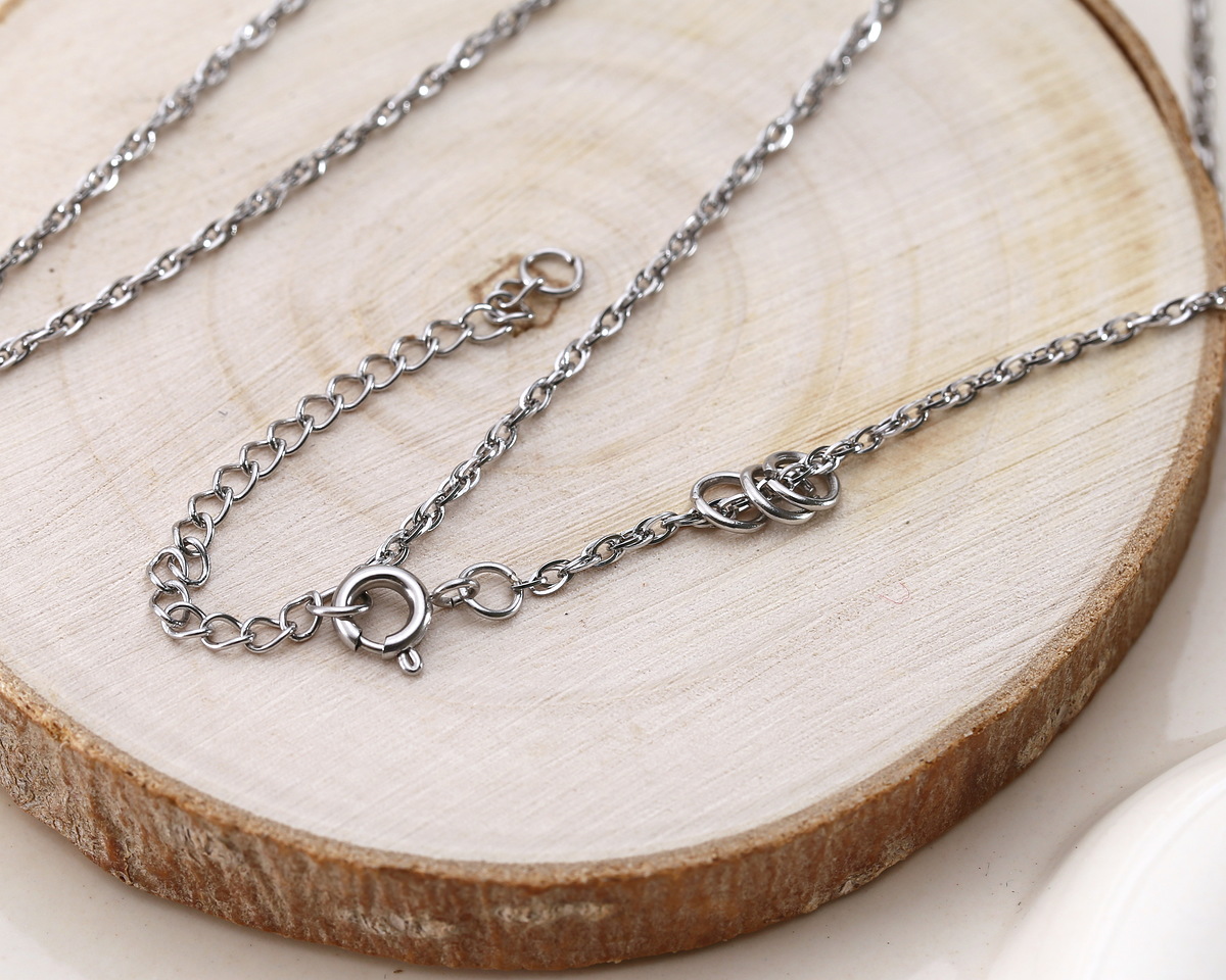 Stainless Steel Figaro Chain, 18" Finished w/ 3 jump rings & 2" extender, 1.25x1.64mm links