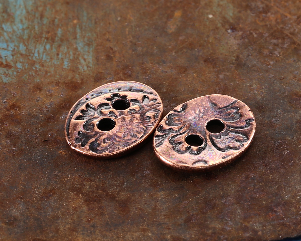 TierraCast Antique Copper (plated) Floral Button 17x13mm