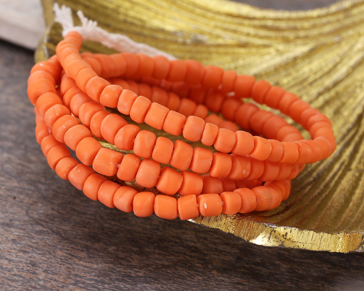 Java Glass Coral Pink Graduated Gooseberry Beads 3-6x4-6mm