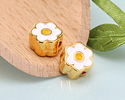 24K Gold (plated) White/Yellow Enamel Daisy Bead 8mm