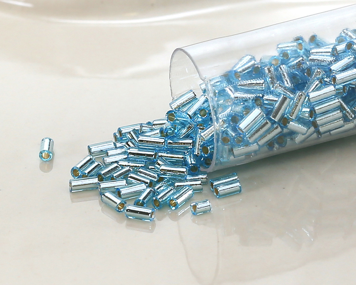 Miyuki Silver Lined Aqua Bugle Bead 3mm