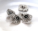 TierraCast Antique Silver (plated) Jet Enamel Flower Square Button 14x15mm
