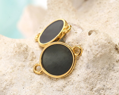 24K Gold (Plated) Transparent Jet Resin Focal Link 12x17mm