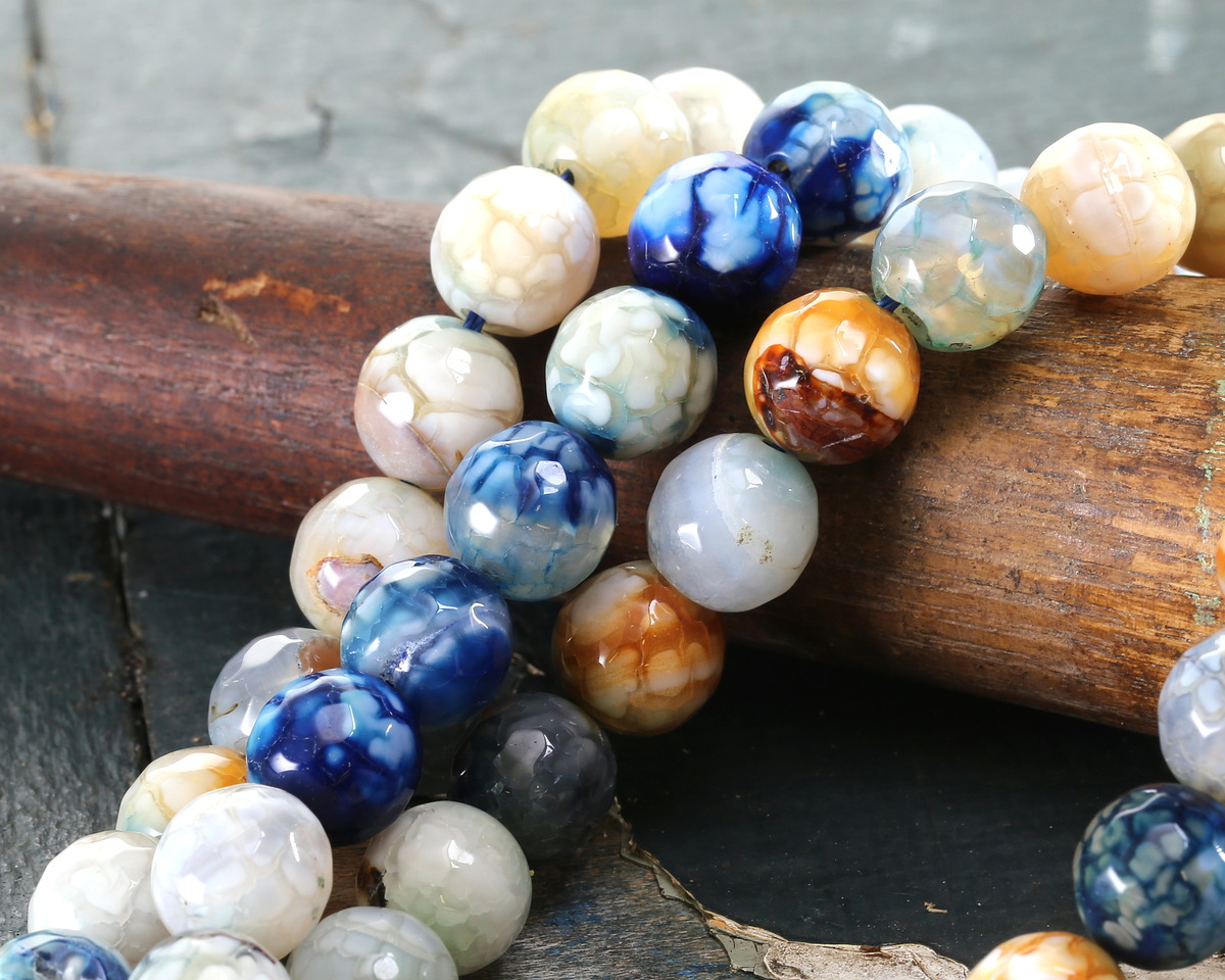 Coastal Sunset Fire Agate Faceted Round 10mm