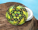 Czech Glass Chartreuse & Gold w/ Gold Daisy Spiral Button 31mm