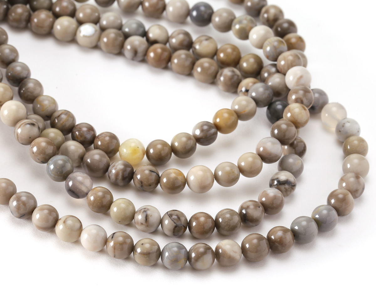 Silver Leaf Agate Round 6mm