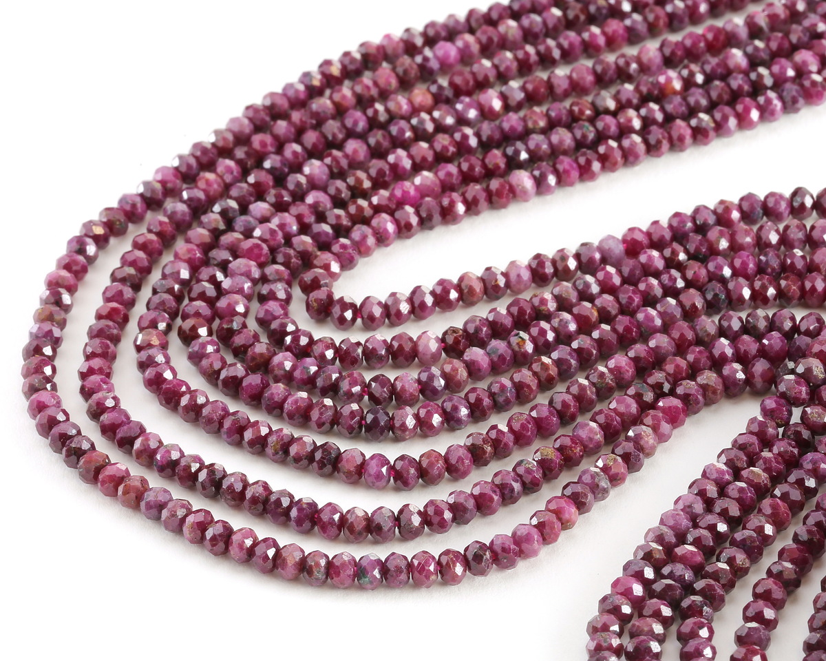 Ruby Faceted Rondelle 3x4mm