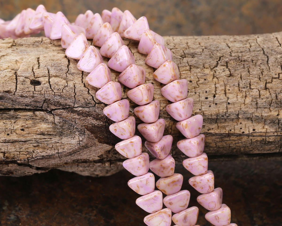 Czech Glass Luster Rose Pink Picasso Half Pinch Bead 4x7mm