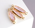 Rose Pink Crystal Elongated Oval Link in Gold Finish Bezel 22x6mm