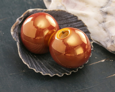 Mykonos Ceramic Iridescent Tangerine Rondelle 20x22mm