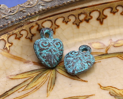 Mykonos Copper (plated) Patina Ornate Heart Charm 13x10mm