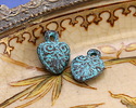 Mykonos Copper (plated) Patina Ornate Heart Charm 13x10mm