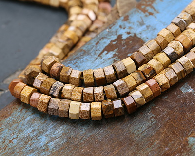 Picture Jasper Microfaceted Heishi 3x6mm