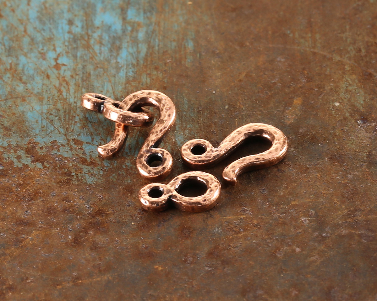 TierraCast Antique Copper (plated) Hammered Hook & Eye Clasp