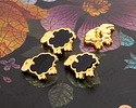24K Gold (plated) Black Enamel Sheep Button 13x10mm