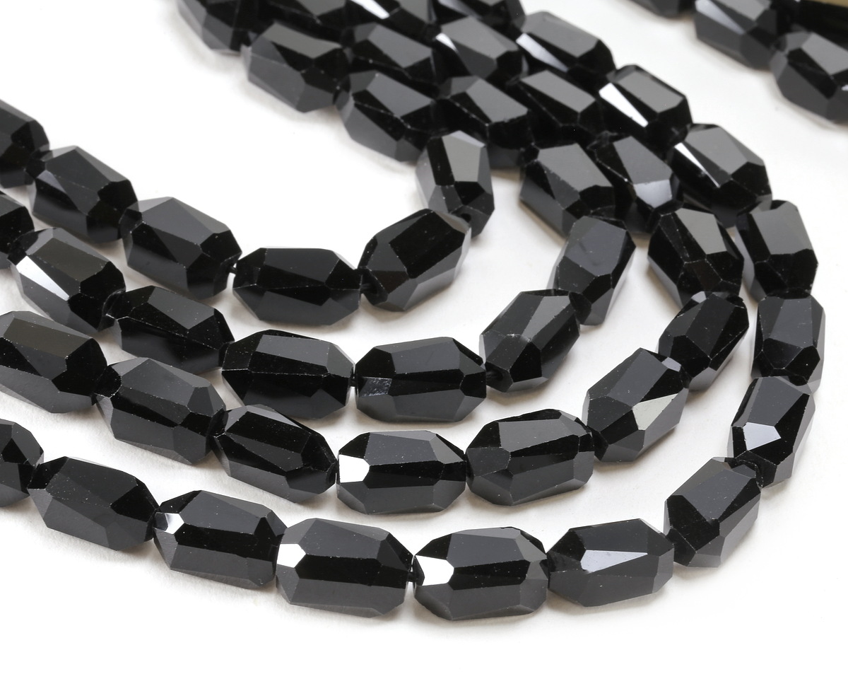 Black Obsidian Microfaceted Long Nugget 9x14mm
