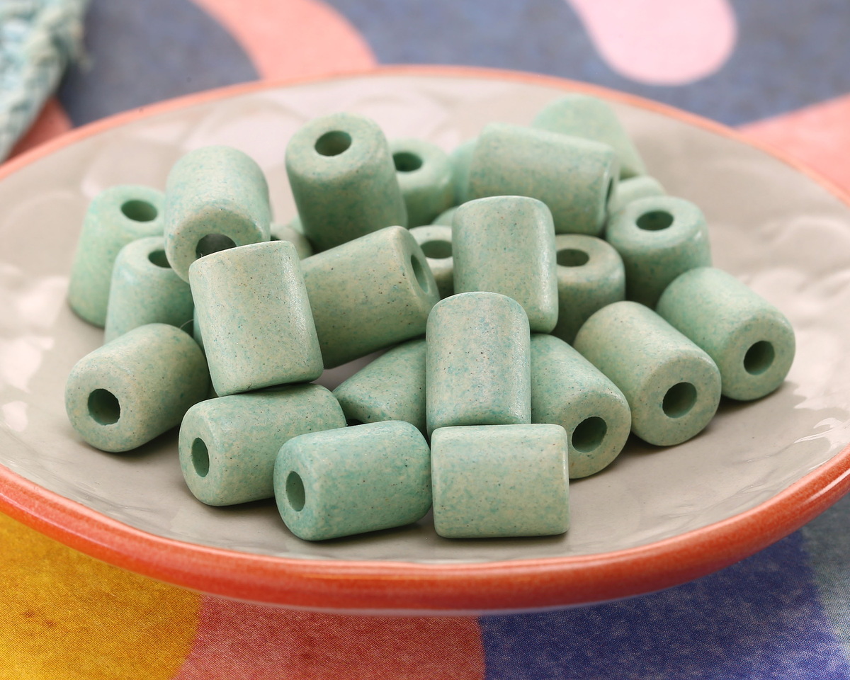 Mykonos Ceramic Seafoam Tube Spacer 9-10x8mm