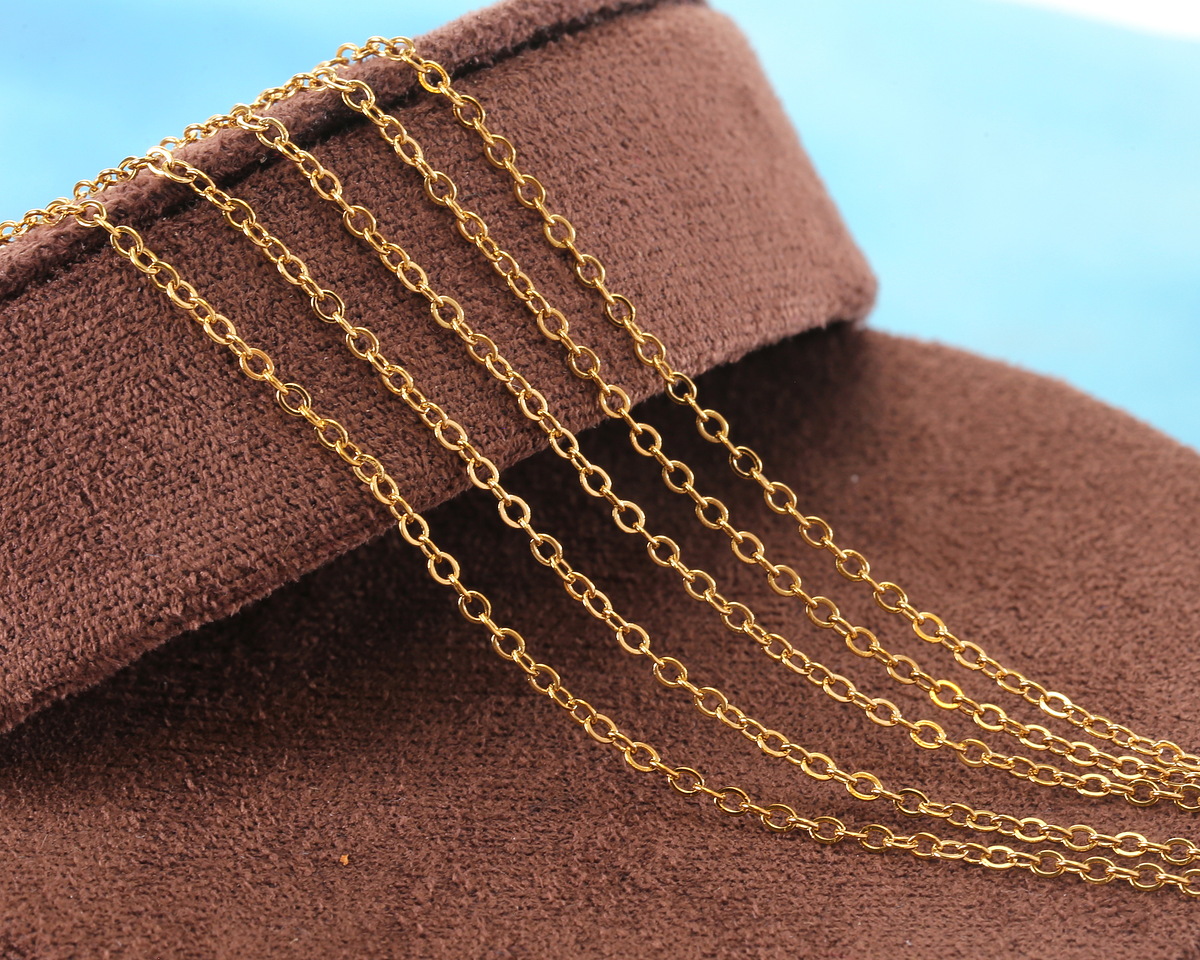 Waterproof 18K Gold PVD Plated Stainless Steel Delicate Cable Chain, 2.25x1.75mm links, 25ft Spool
