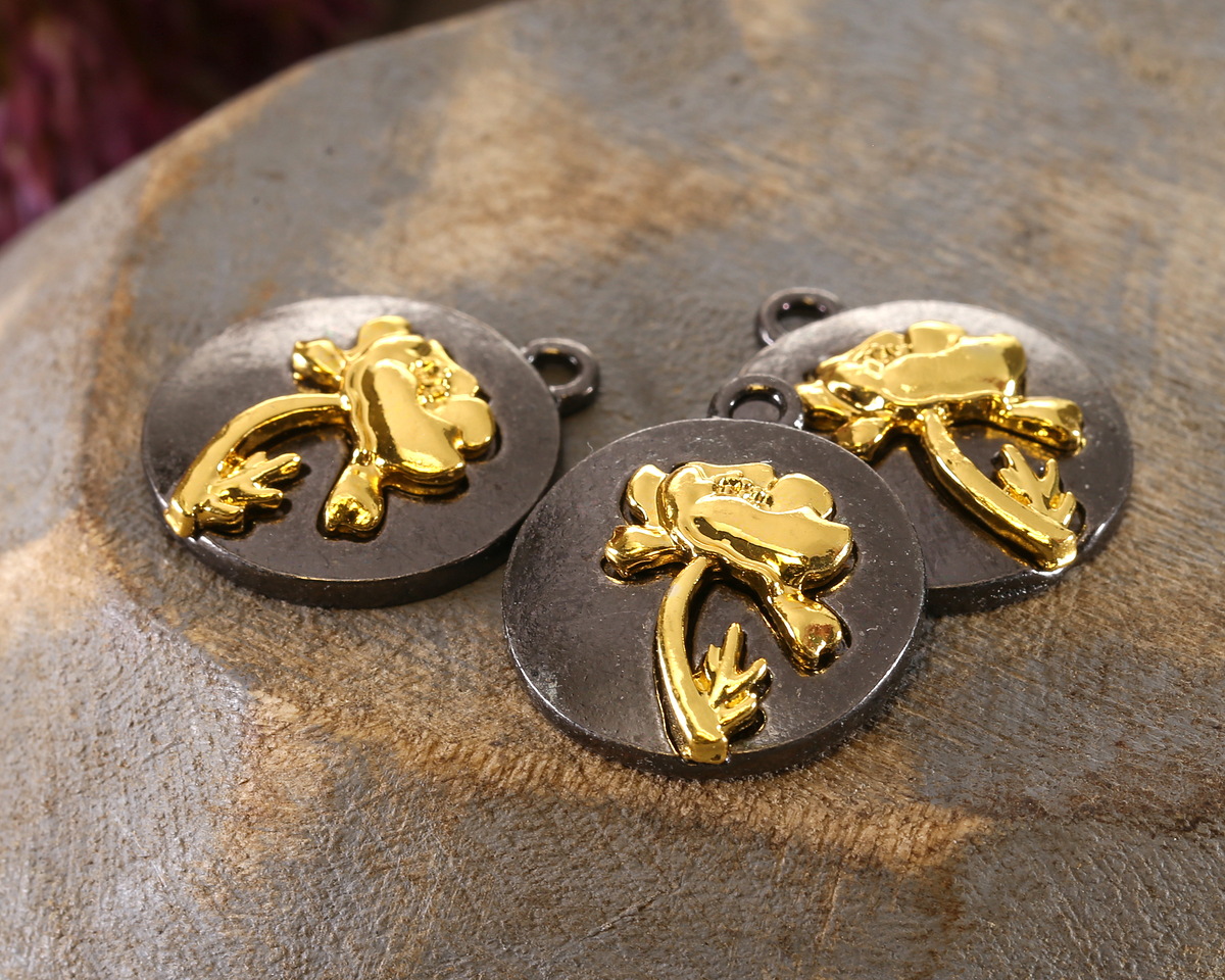 Poppy Two-Toned Gunmetal & Gold Finish Round Focal 17.5x20.5mm