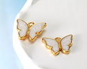 24K Gold (Plated) White Pearl Enamel Butterfly Focal 18x15mm