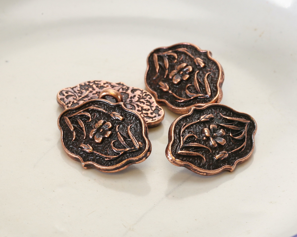TierraCast Antique Copper (plated) Flower Button 13x18mm