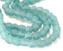 African Recycled Glass Island Blue Tumbled Round 15-18mm