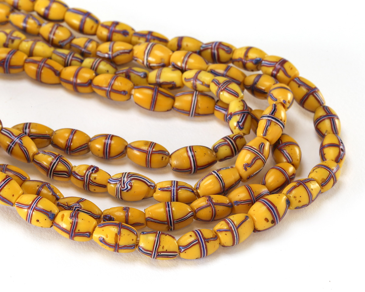 Antique Venetian Yellow French Cross Rice 12-13x8mm