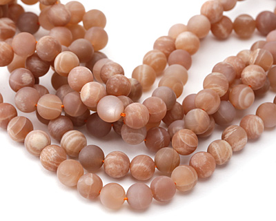 Peach Moonstone (matte) Round 9-10mm
