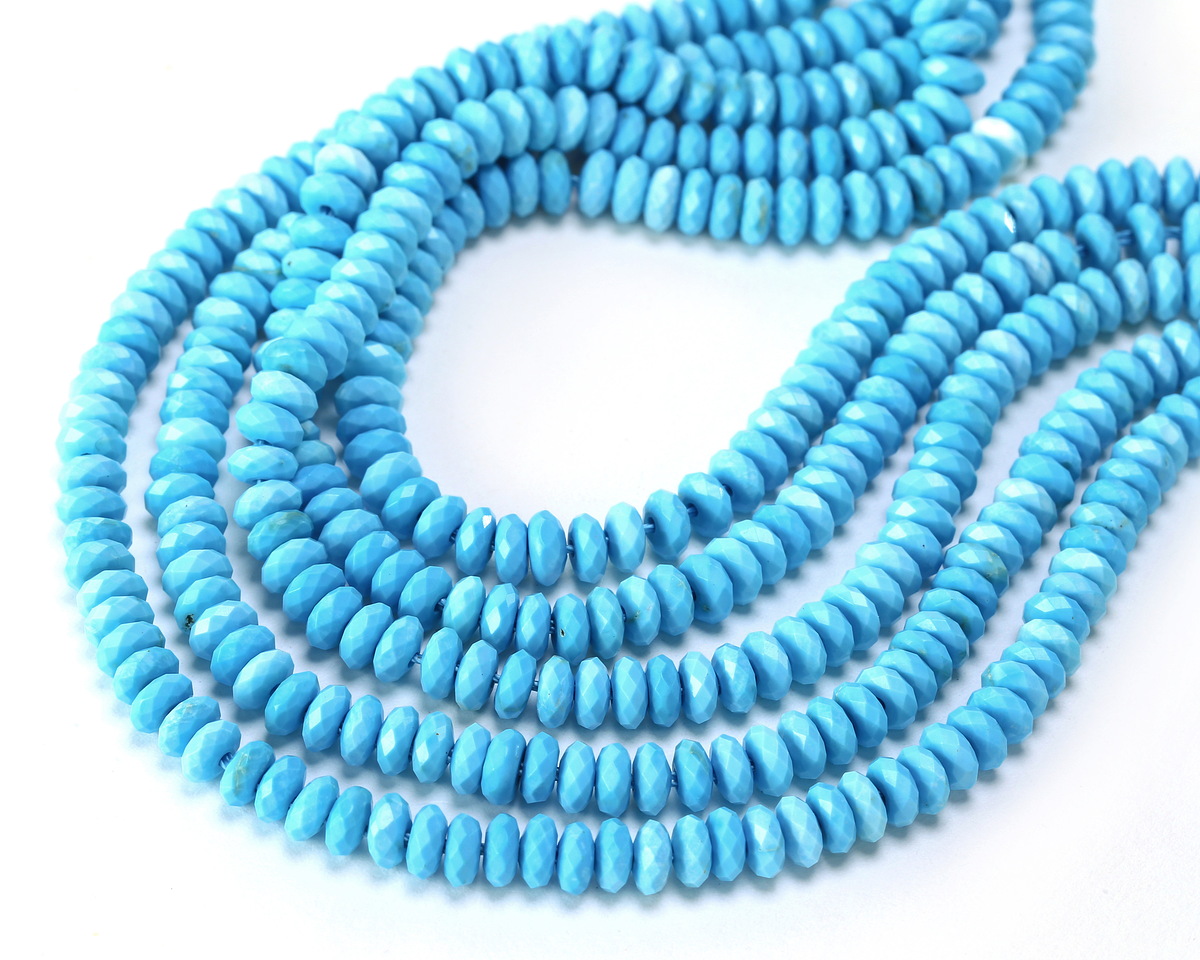 Howlite Turquoise Faceted Spacer Rondelle 2x5mm