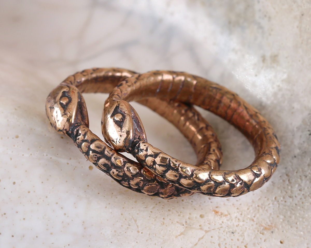 Green Girl Bronze Ouroboros Ring 24mm