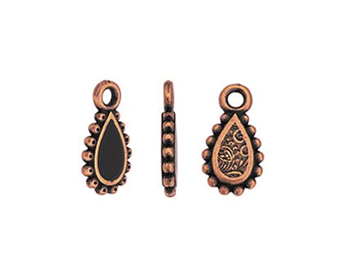 TierraCast Antique Copper (plated) Green Deco Drop Pendant 8x14mm