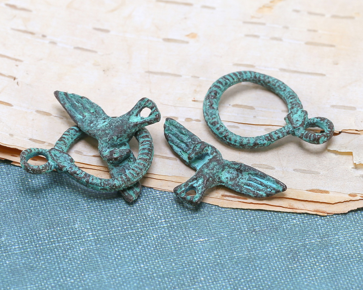 Mykonos Copper (plated) Patina Duality Toggle Clasp 14.5x20mm, 22mm Bar