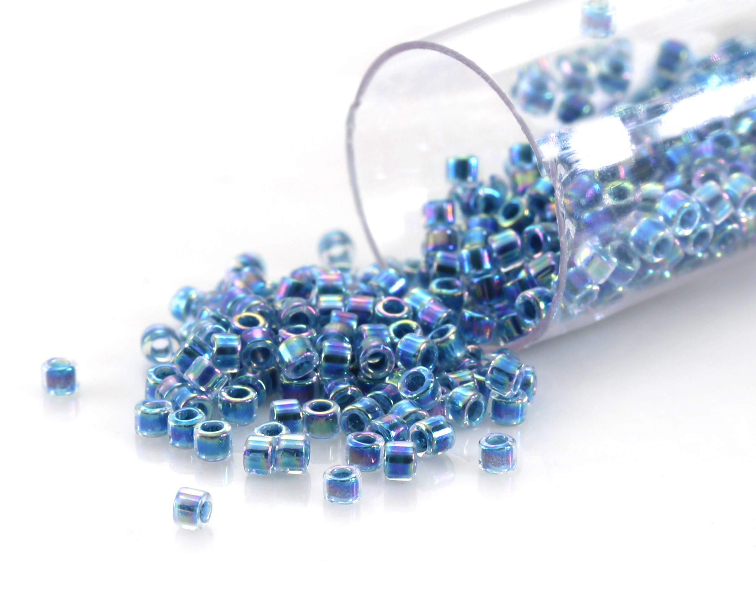 Miyuki Delica Marine Blue Lined Crystal AB (DB0058) 11/0 Seed Bead