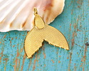 24K Gold (plated) Transparent Emerald Enamel Mermaid Tail Focal 24x30mm