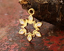 24K Gold (plated) White Enamel Snowflake Wireframe Pendant 7.5x12.5mm