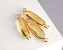 Yellow Crystal Elongated Oval Link in Gold Finish Bezel 22x6mm
